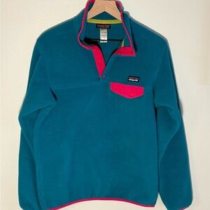 Patagonia Teal Fleece with Pink Trim